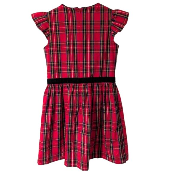 Crewcuts Vibrant Flutter Sleeve Red Tartan Plaid Dress Size 12 - Picture 4 of 5